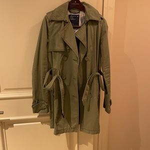 American Eagle Outfitters Trench Coat Jacket Olive Green Size S